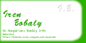 iren bobaly business card